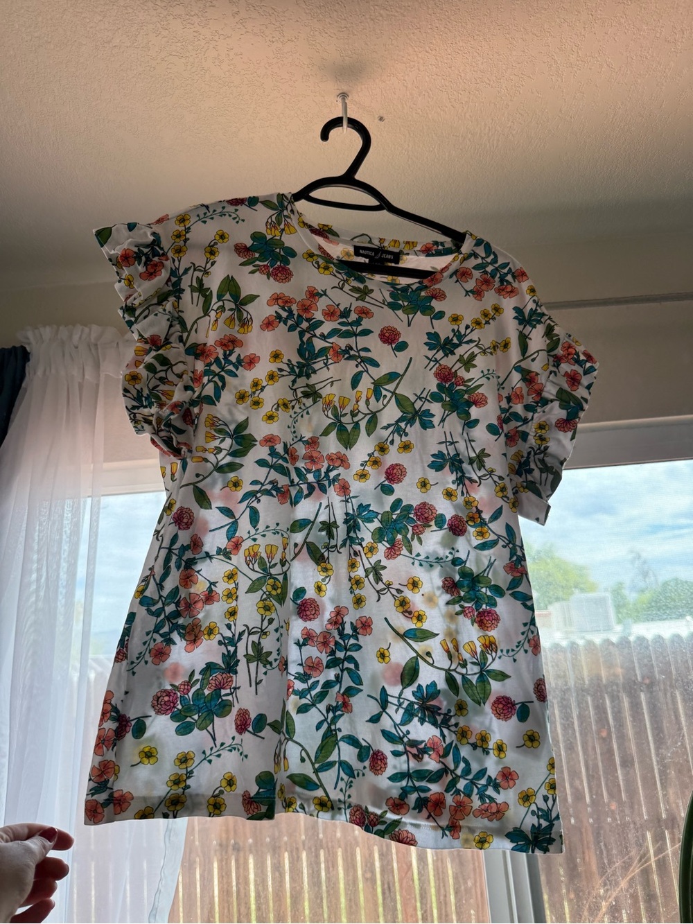 Girls' White Floral Print Short Sleeve Dress